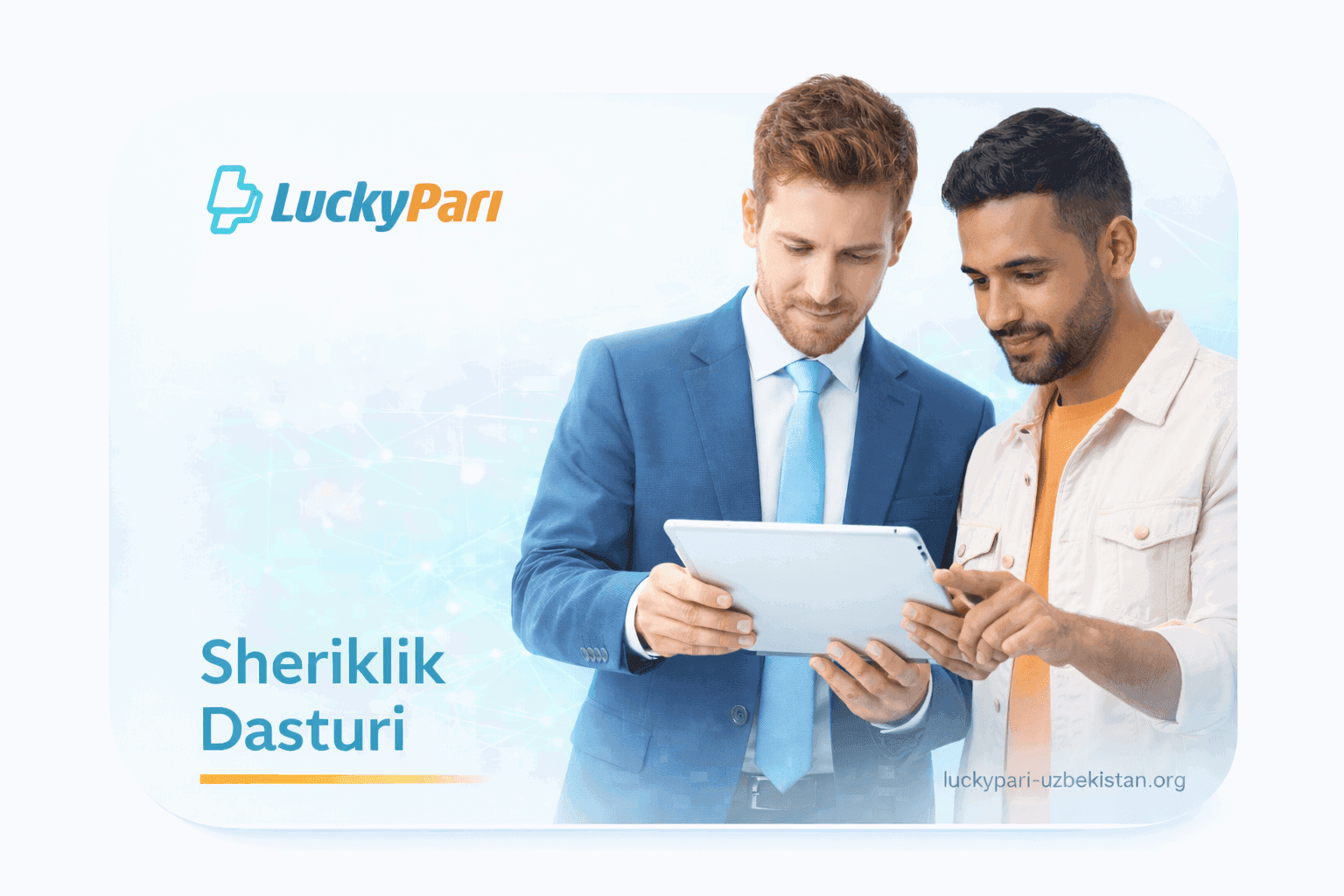 Ikki erkak planshet bilan