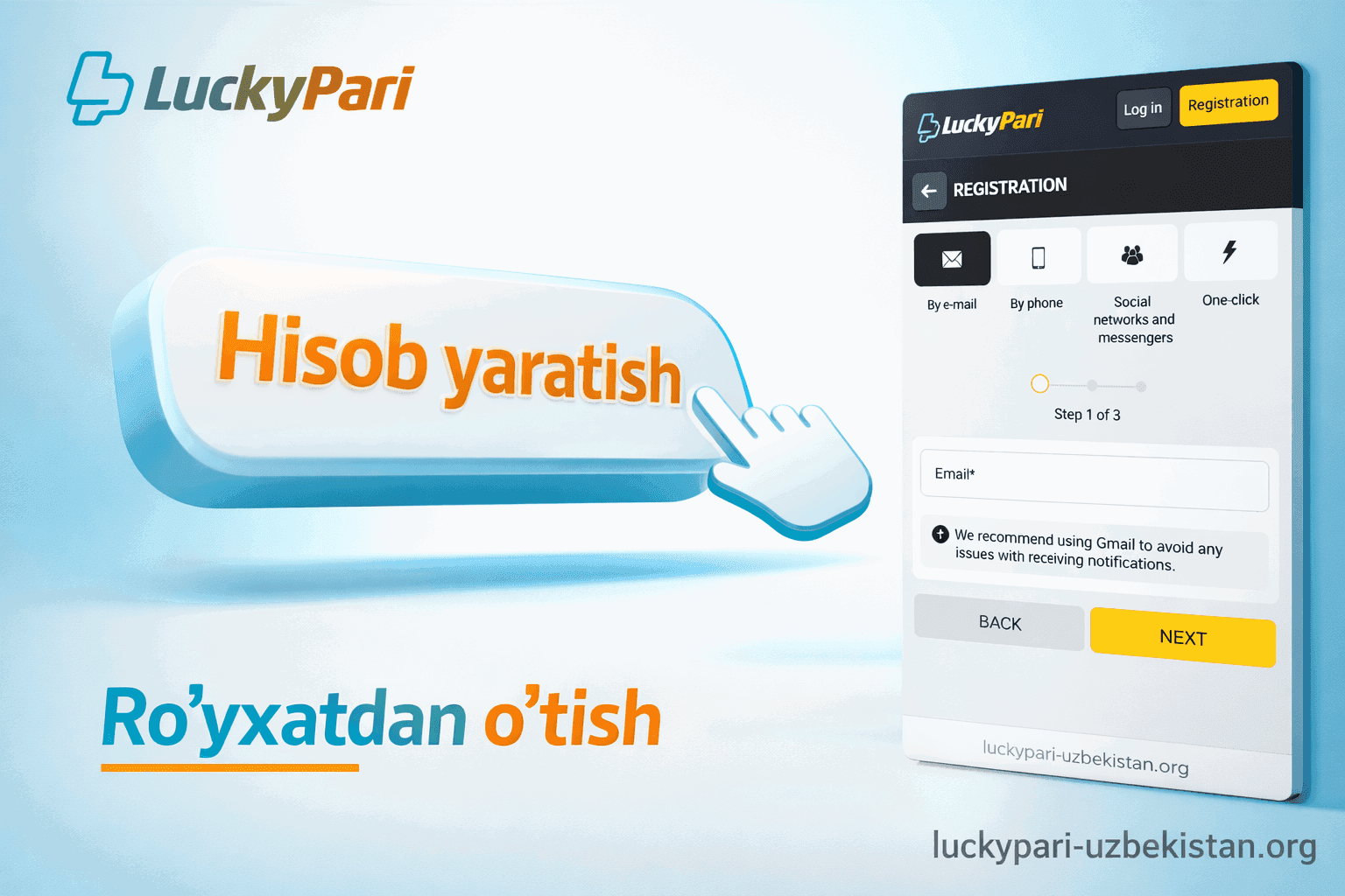 Hisob yaratish oynasi